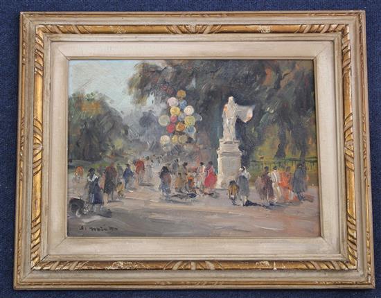 Francesco Di Marino (Italian, 1892-1954) Figures in parks, 10 x 13.5in.